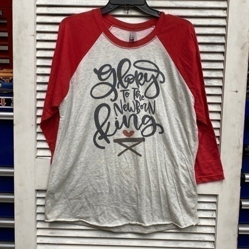 Next Level Apparel Red and White Tee